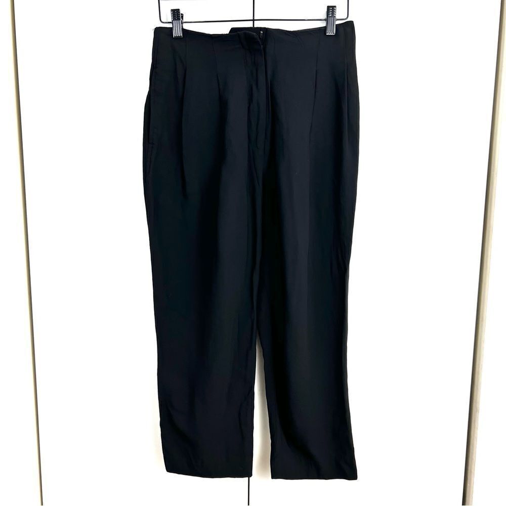 3.1 Phillip Lim Trousers Pants Women’s 8‎ Black Crepe Cropped Pleated Tapered.